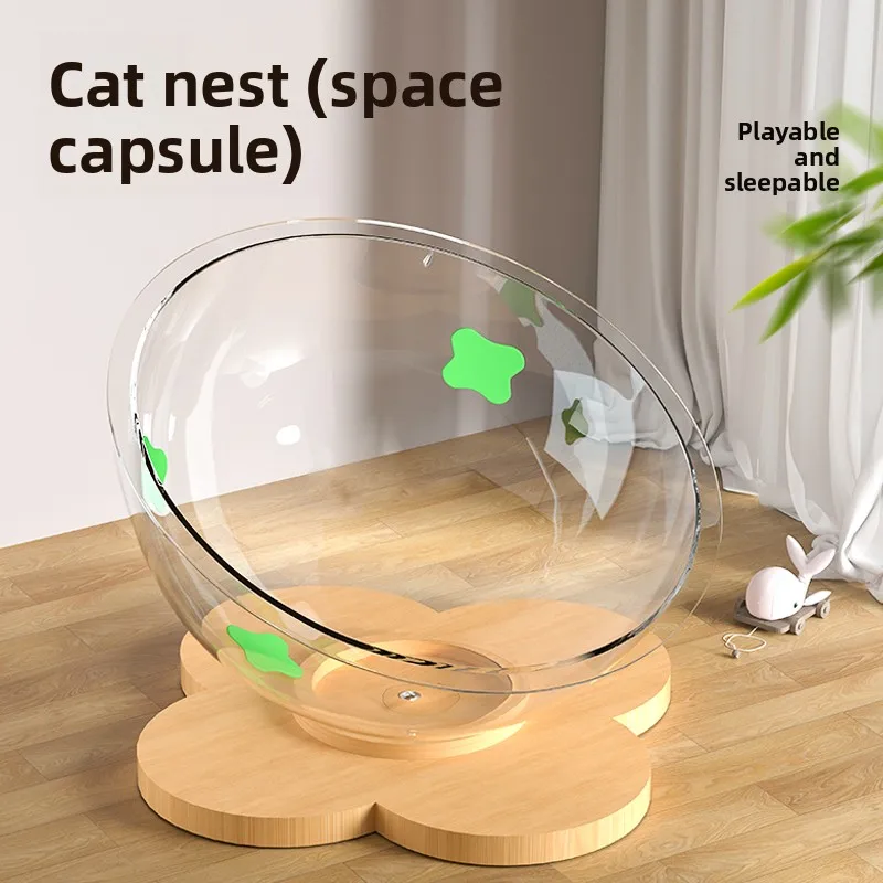 

Многофункциональная лежанка-диван для кошек Spacecraft Acrylic Toy с панорамным видом, зимняя, для сна и отдыха, с когтеточкой
