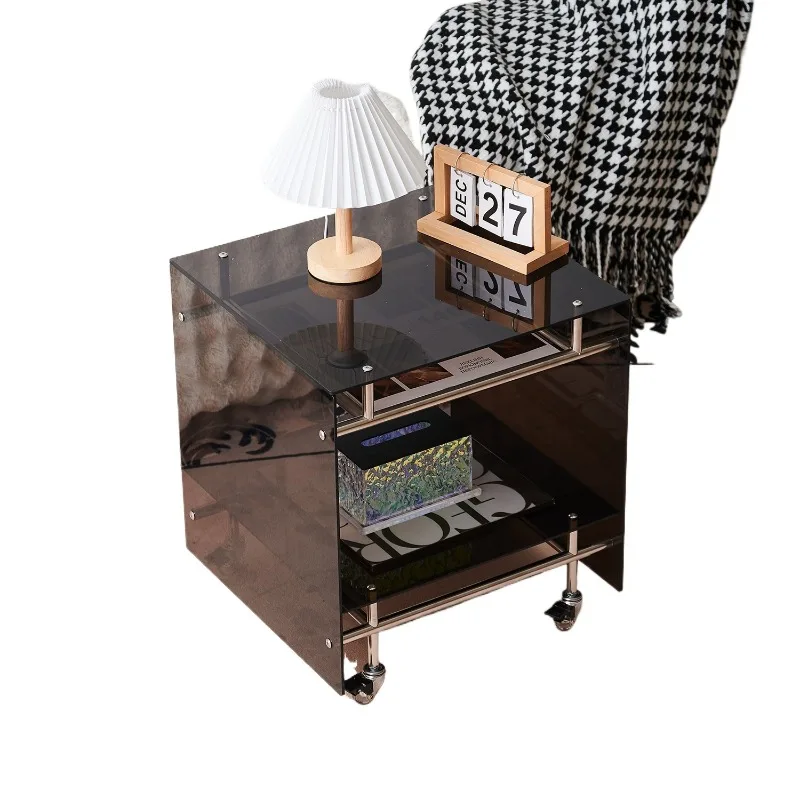 Armário de armazenamento medieval sala de estar mesa de centro móvel mesa de cabeceira do agregado familiar celebridades da internet ins carrinho transparente