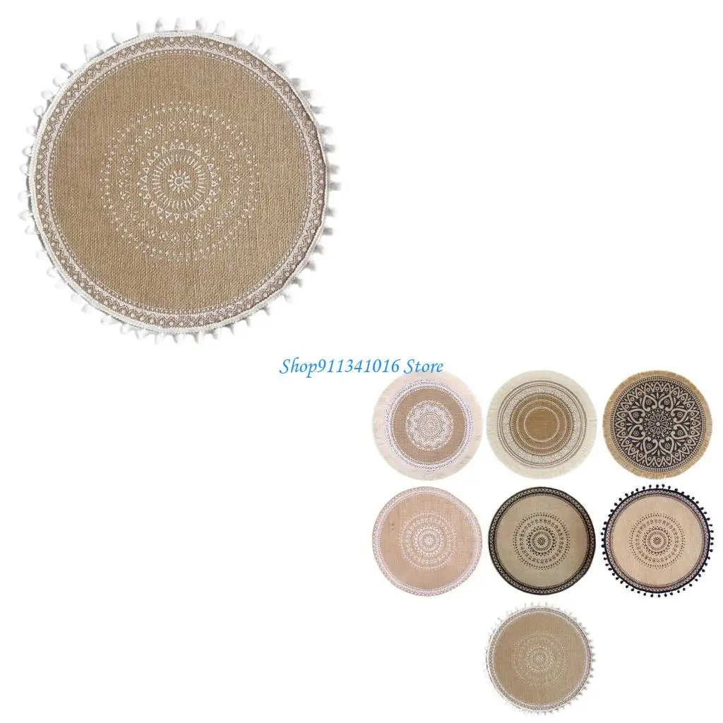  Ethnic Macrames Handmade Weave Cup Mats for Drink Ethnic Tassels Cup Mats