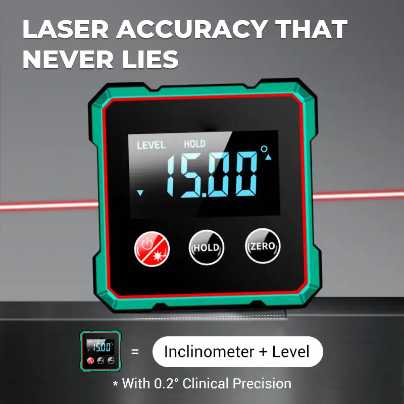 Magnetic Digital Angle Finder with Electronic Laser Singel/Four-sided Mini Electronic Protractor Digital Display Inclinometer