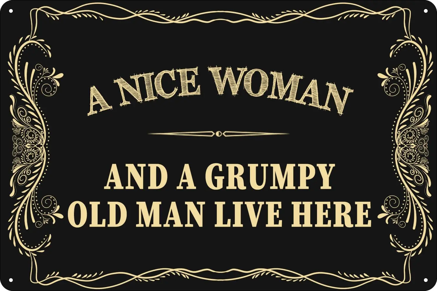 Vintage Metal Sign A Nice Woman And A Grumpy Old Man Live Here Funny Retro Art Wall Decor for Home, Farm, Office, and Club Outdo