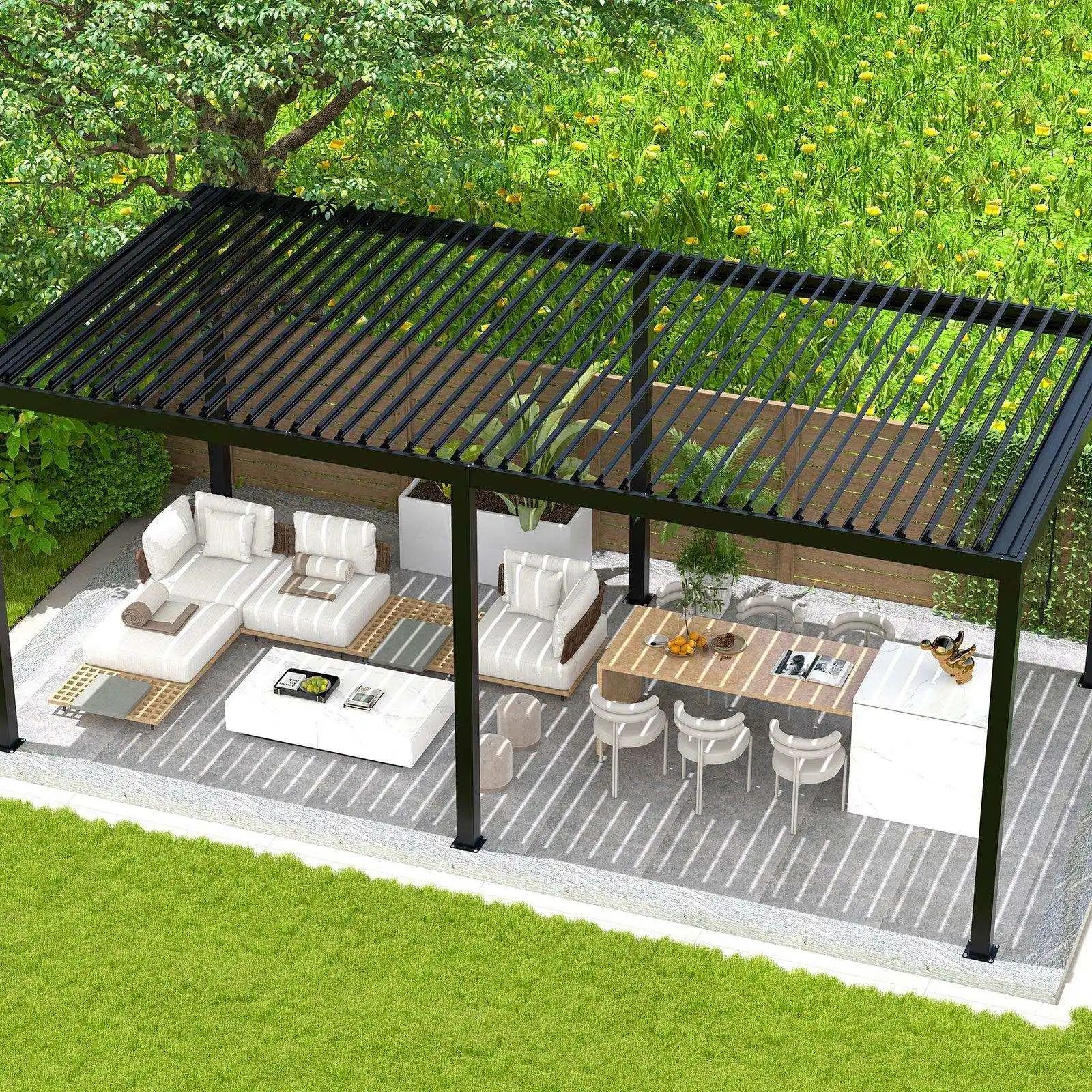 

Louvered Pergola 10x20FT Aluminum Hardtop Gazebo Adjustable Sun Shade Outdoor Patio Pavilion