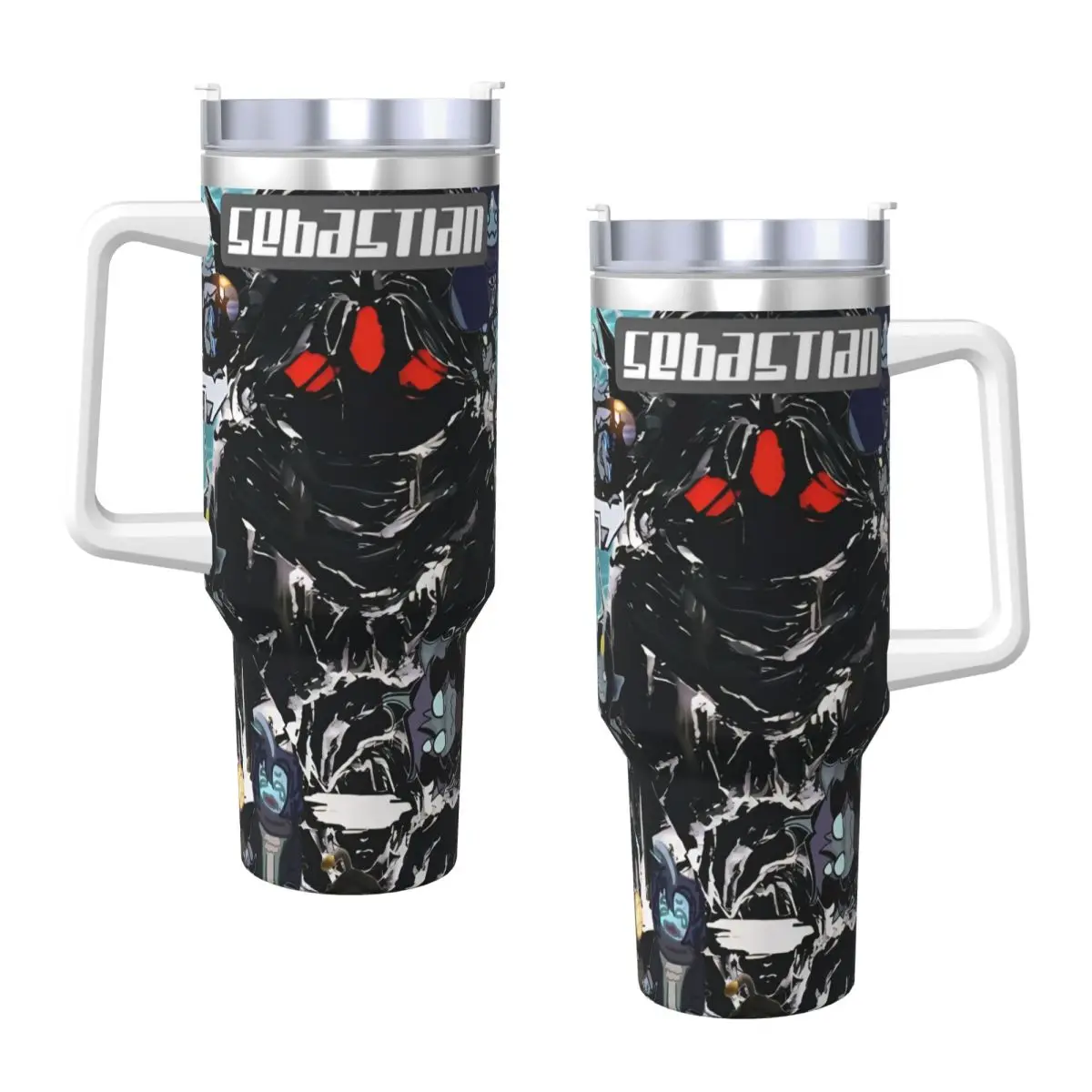 Sebastian Solace-tazón de acero inoxidable a presión, taza de café de conducción con pajitas y tapa, tazas grandes para coche, botella de agua para bebidas calientes