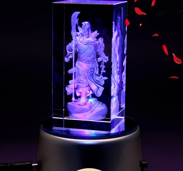Efficacious HOME office Talisman- Martial god of wealth guan gong Guandi FENG SHUI 3D Crystal Figurine statue -
