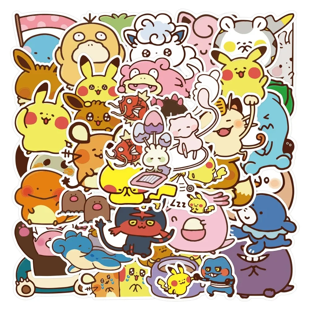 40pcs Pokemon Pikachu Stickers Cute Cartoon Japanese Cartoon Waterproof Stickers