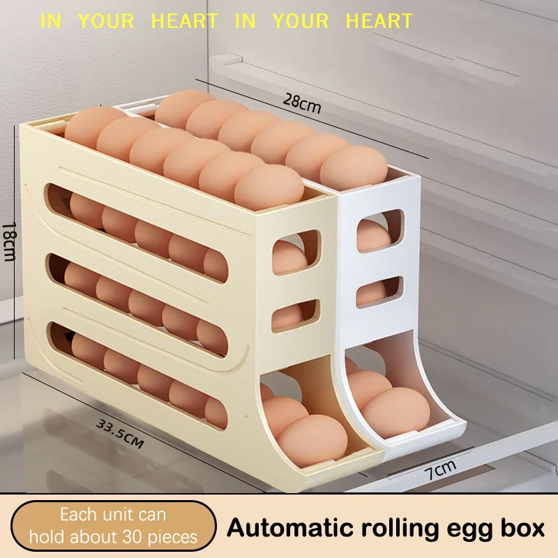 【X】Four-Layer Dedicated Egg Carton Egg Rolling Egg Storage Box Refrigerator Egg Storage Box Kitchen Egg Box Storage Egg Box