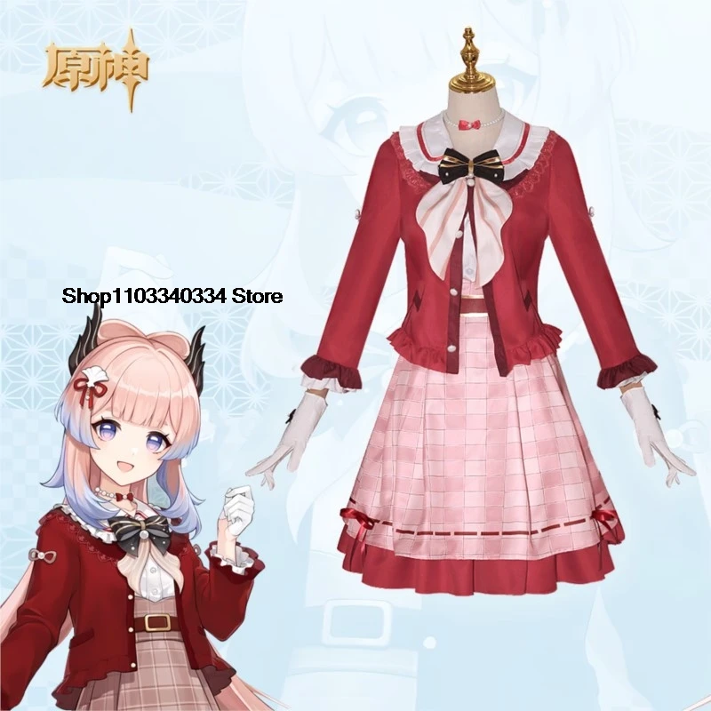 Game Genshin Impact Sangonomiya Kokomi Cosplay Costume Daily Casual Wear Women Costume Coat Shirt Skirt Necklace Anime Suit Wig