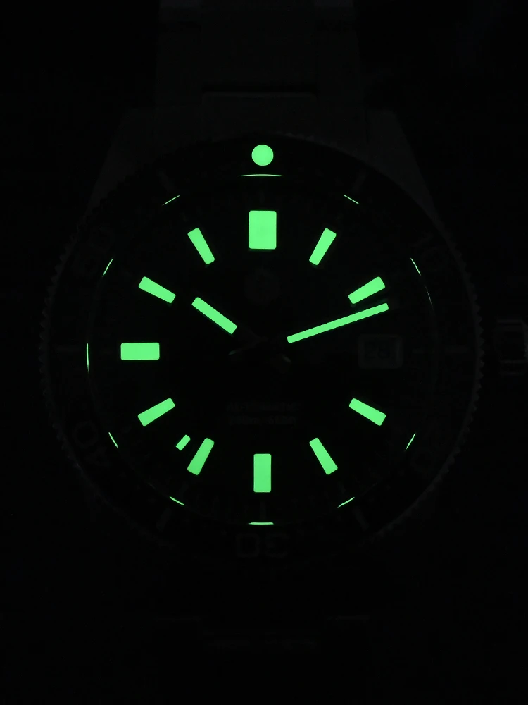 San Martin 39mm 62mas NH35 Automatic Watch Men Waterproof Wristwatch Date 20Bar Bracelet Tropical FKM Rubber Strap Lume SN0007B