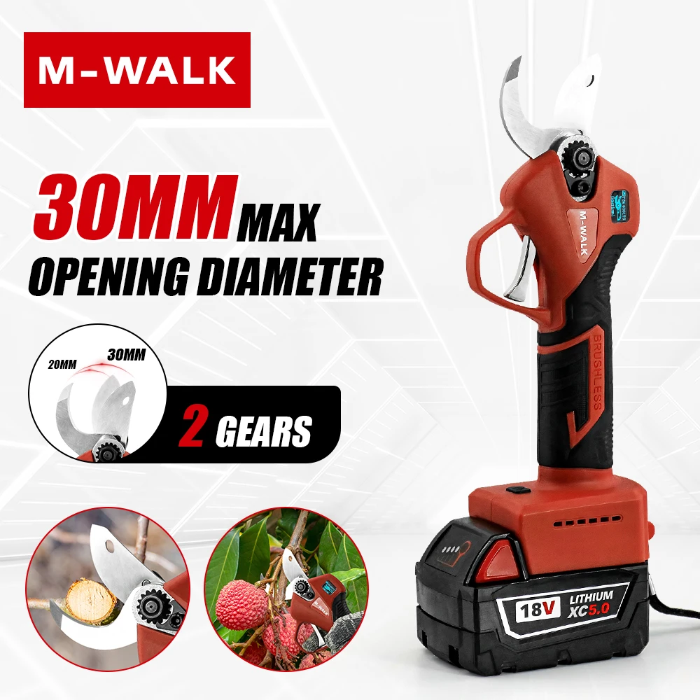 

M-WALK 18V Cordless Electric Scissors Brushless Electric Pruning Shears Garden Scissors Fruit Tree Fit Milwaukee18V Battery Pin