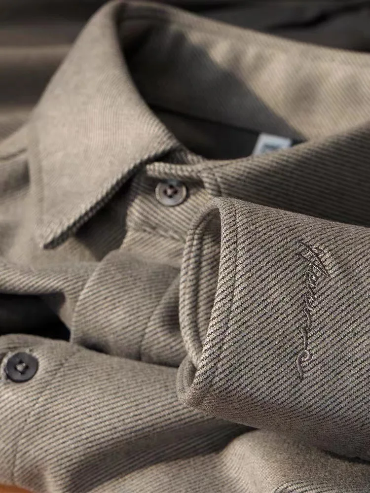 

Autumn Winter New Thickened Warm Woolen Shirts Men's Long Sleeve Slim Fit Casual Flannel Shirt Formal Business Social Tailcoat