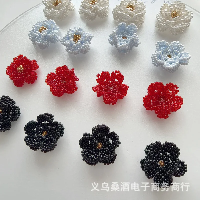 

Camellia Woven Floral Cuff Trim for Clogs Shoe Flower Hat Cap DIY Beaded Buckle Embellishment Accessory Premium Quality