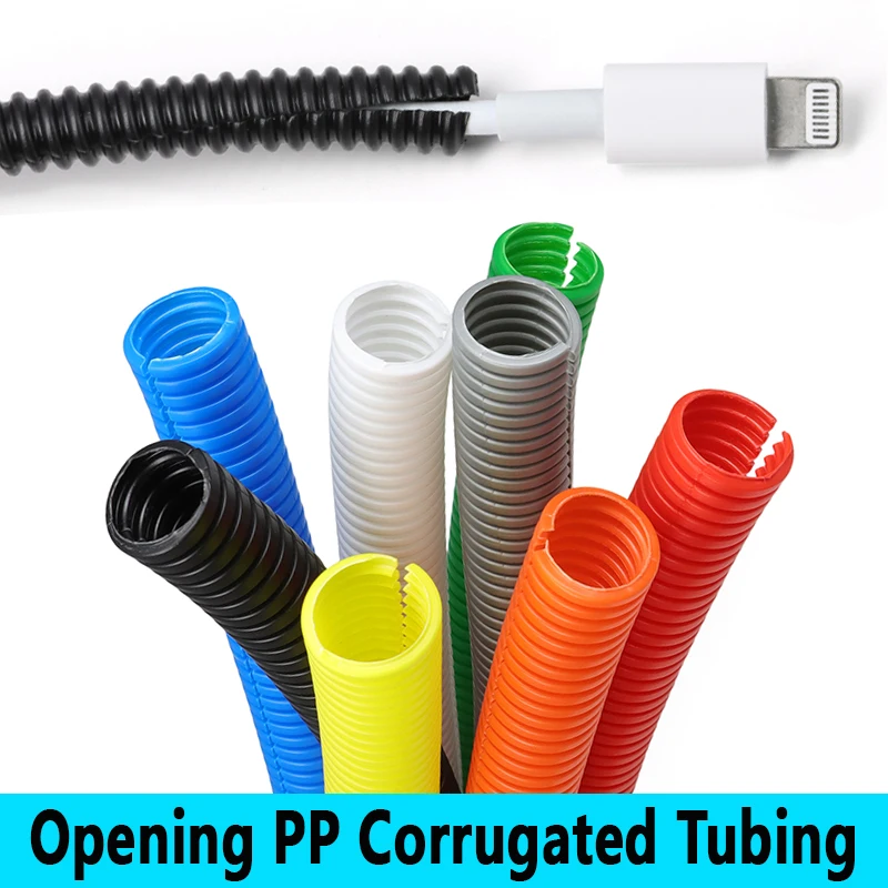 

1-10M PP Corrugated Pipe Open Mouth AD11.6mm - 25mm Wear Resistant Cable Protector Sleeve Car Wire Harness Split Loom Tube