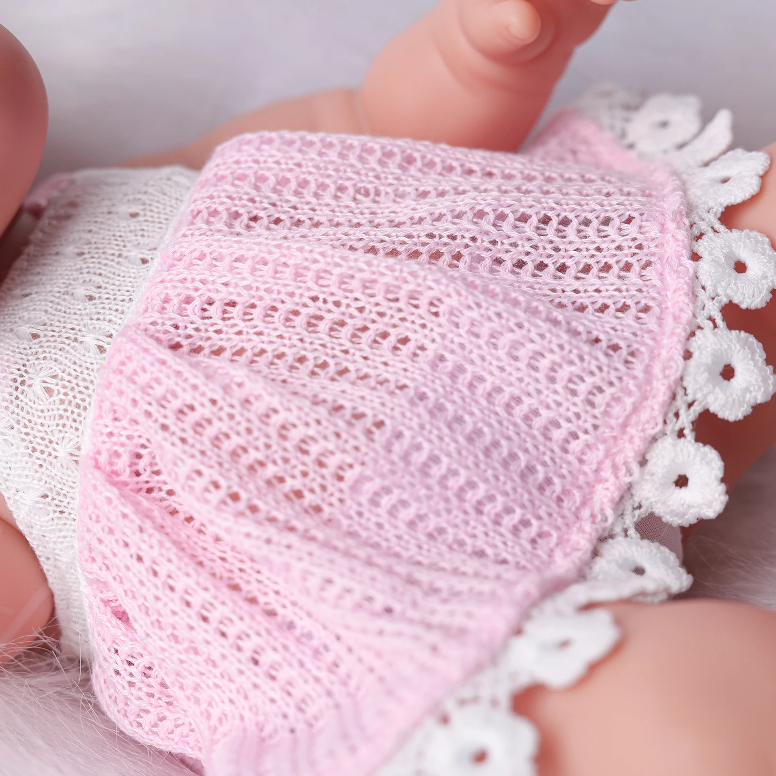 32cm/12.6 Inches Bebe Reborn Baby Doll Pink Color Clothes Vinyl Body Realistic New Born Baby Dolls with Fashion Stocking Gift