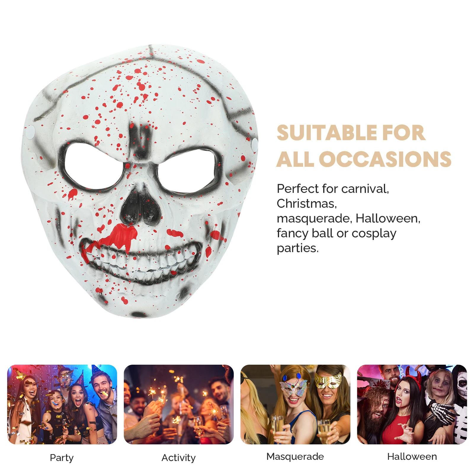 

Realistic Skull Halloween Scary Masquerade Bloodstain Effect Costume Party Cosplay Adult Mardi Gras Mask Full Face Pu