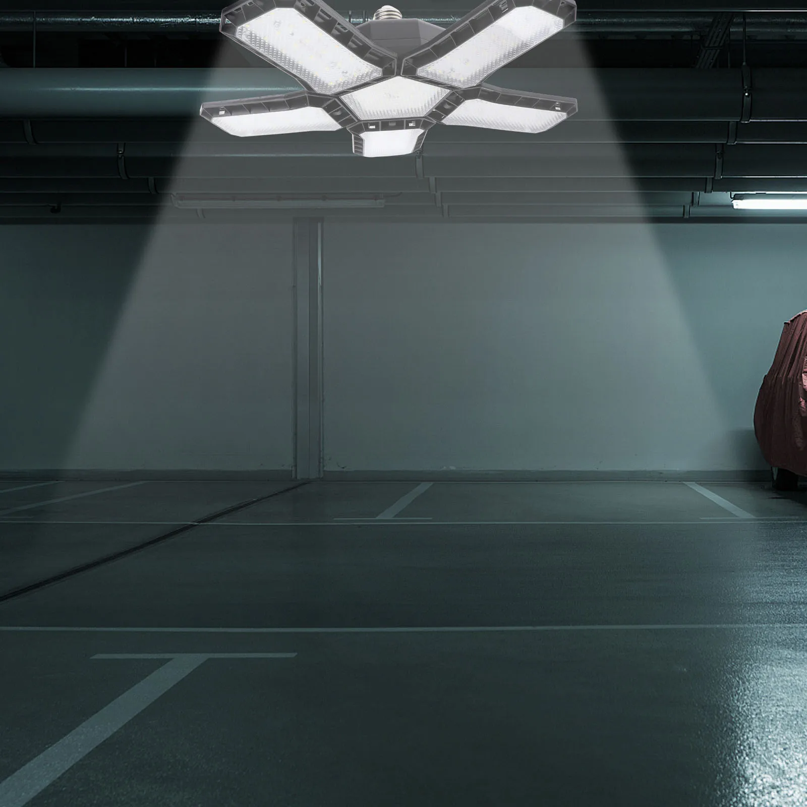 80W conduziu a luz da garagem dobrável design flexível para a iluminação de teto do armazém deformável garagem brilhante industrial