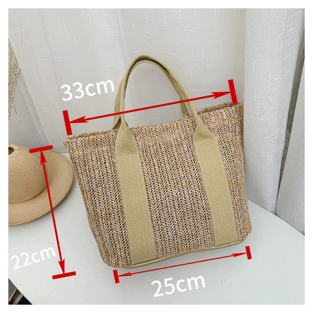 Custom Text Straw Woven Handbag Personalized Bridesmaid Gift Linen Beach Bag For Summer Vacation Travel And Seaside Holiday Use