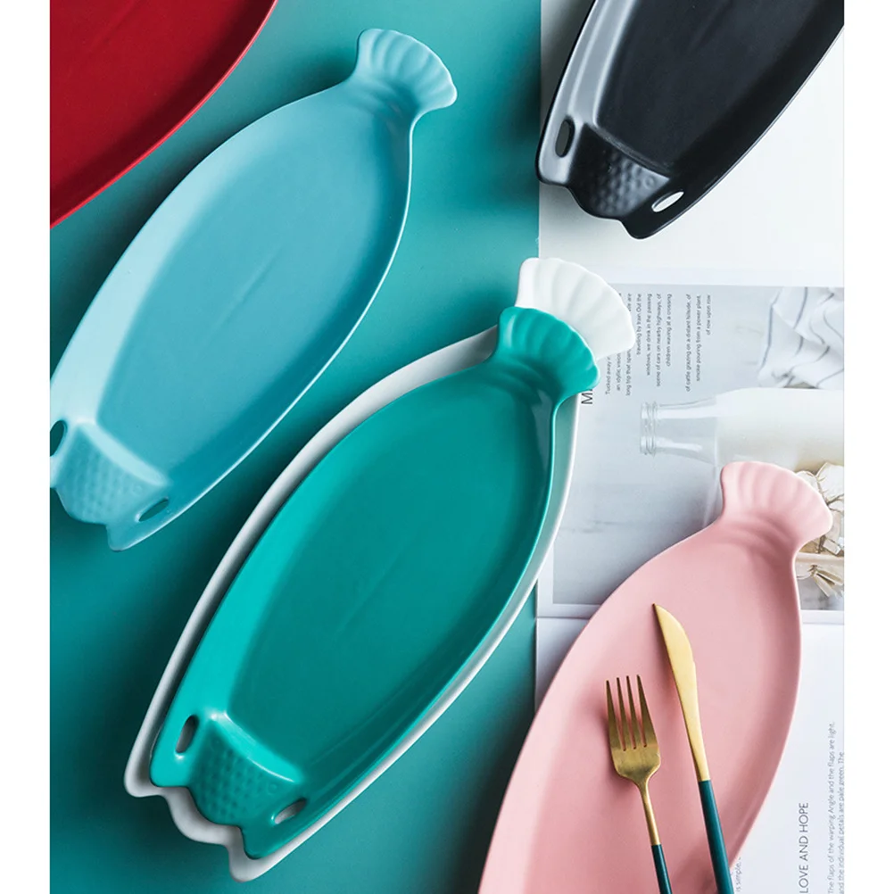 

1 шт. керамическая тарелка с фруктами в форме рыбы, креативная тарелка для хранения закусок для дома, ресторана, свадьбы, вечеринки, сковорода для стейка премиум-класса