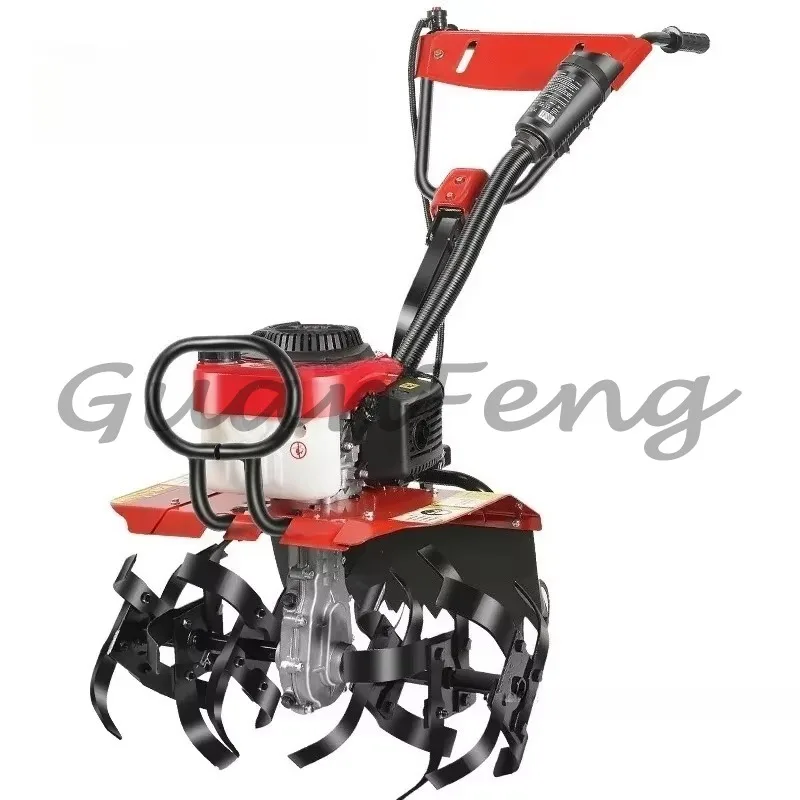 Wasteland Reclamation Rotary Tiller, 144 Four-Stroke Small Soil Loosening Ditching Plowing Machine for Agriculture