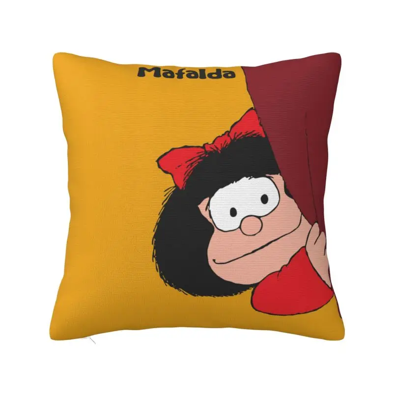 Custom Humor Mafaldas Quino Comic Cartoon Manga Pillow Case 45x45cm Luxury Cushion Cover Velvet Pillowcase