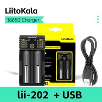 Liitokala Lii-202 18650 1.2V 3.7V 3.2V AA/AAA 26650 10440 16340 21700 20700 14500 18490 NiMH Lithium Battery Smart Charger