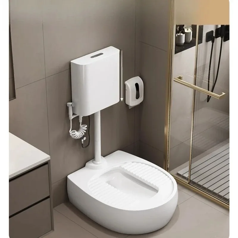 

Ceramic pit-free toilet changed to squatting pit surface-mounted squatting toilet, free bench with curved deodorant