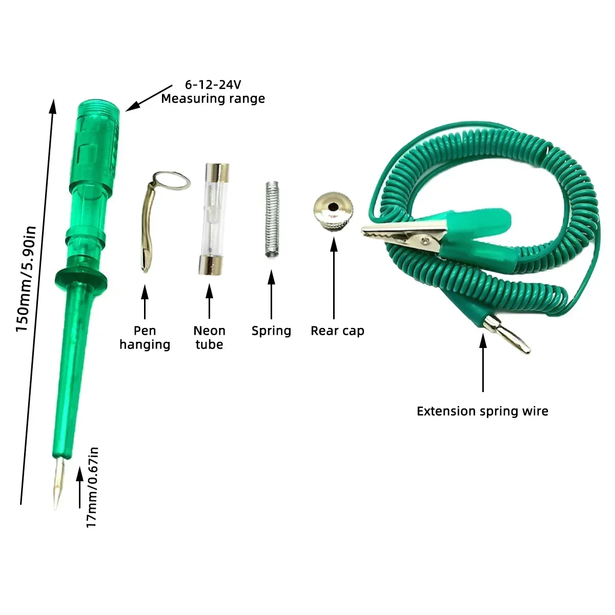 Probador de circuito de voltaje para coche camión Digital Led sonda larga pluma bombilla herramientas de diagnóstico de automóvil reparación de