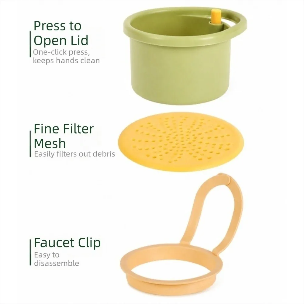Hanging Sink Strainer Basket Detachable Plastic Food Garbage Filter Quickly Drain Press-Type Bottom Release Fruit Washing Basin