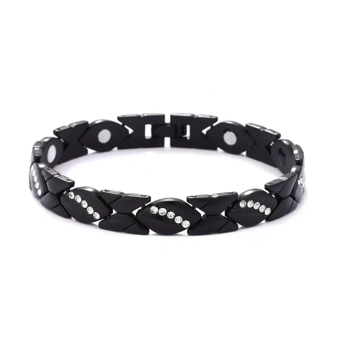 2024 New Fashion Leaves Studded Diamond Magnet Lozenge Alloy bracciale regolabile uomo donna regalo di laurea