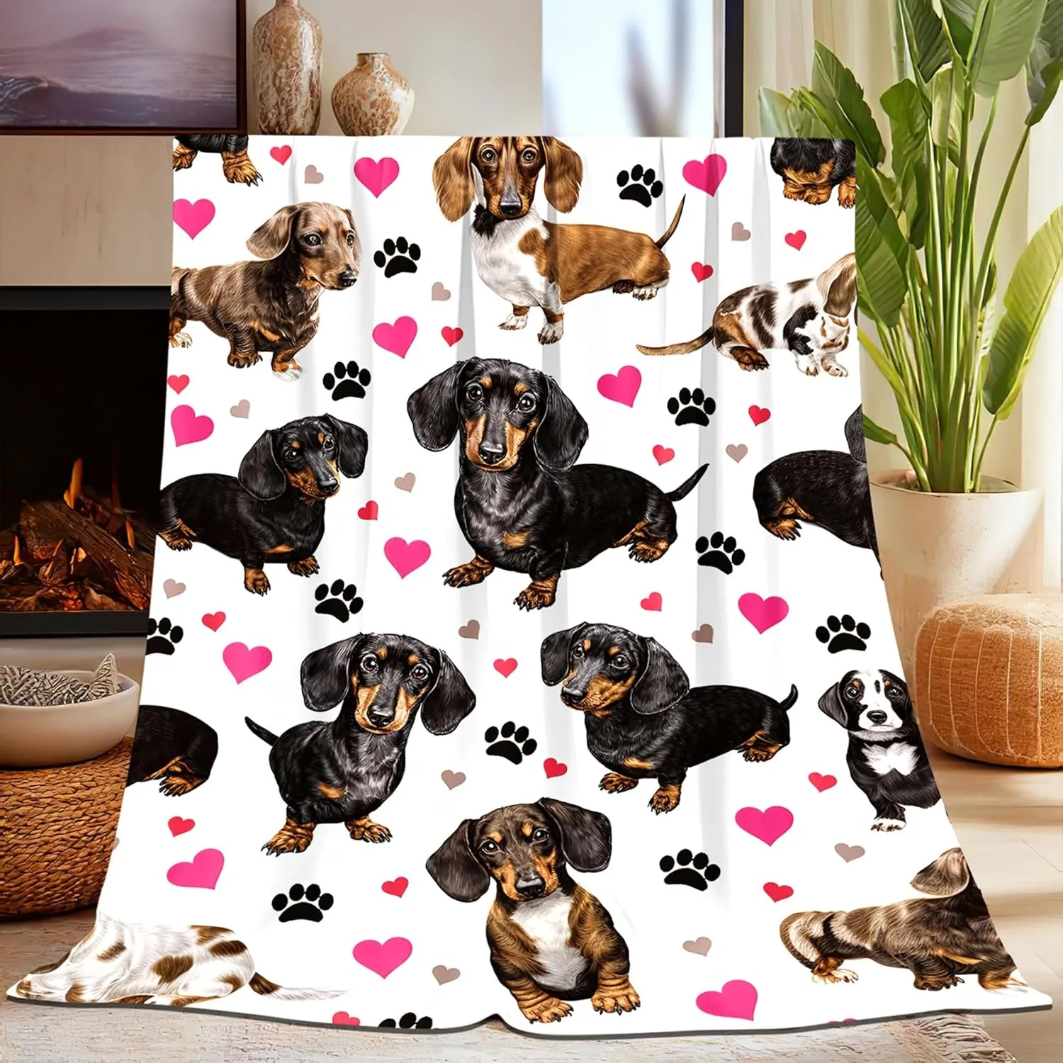1 Stück Niedliche Dackel-Decke, Gemütliche Flanelldecke, Einzigartiges Geschenk mit Plüsch-Hundemuster für Jungen und Mädchen, Geschenkidee für alle Jahreszeiten