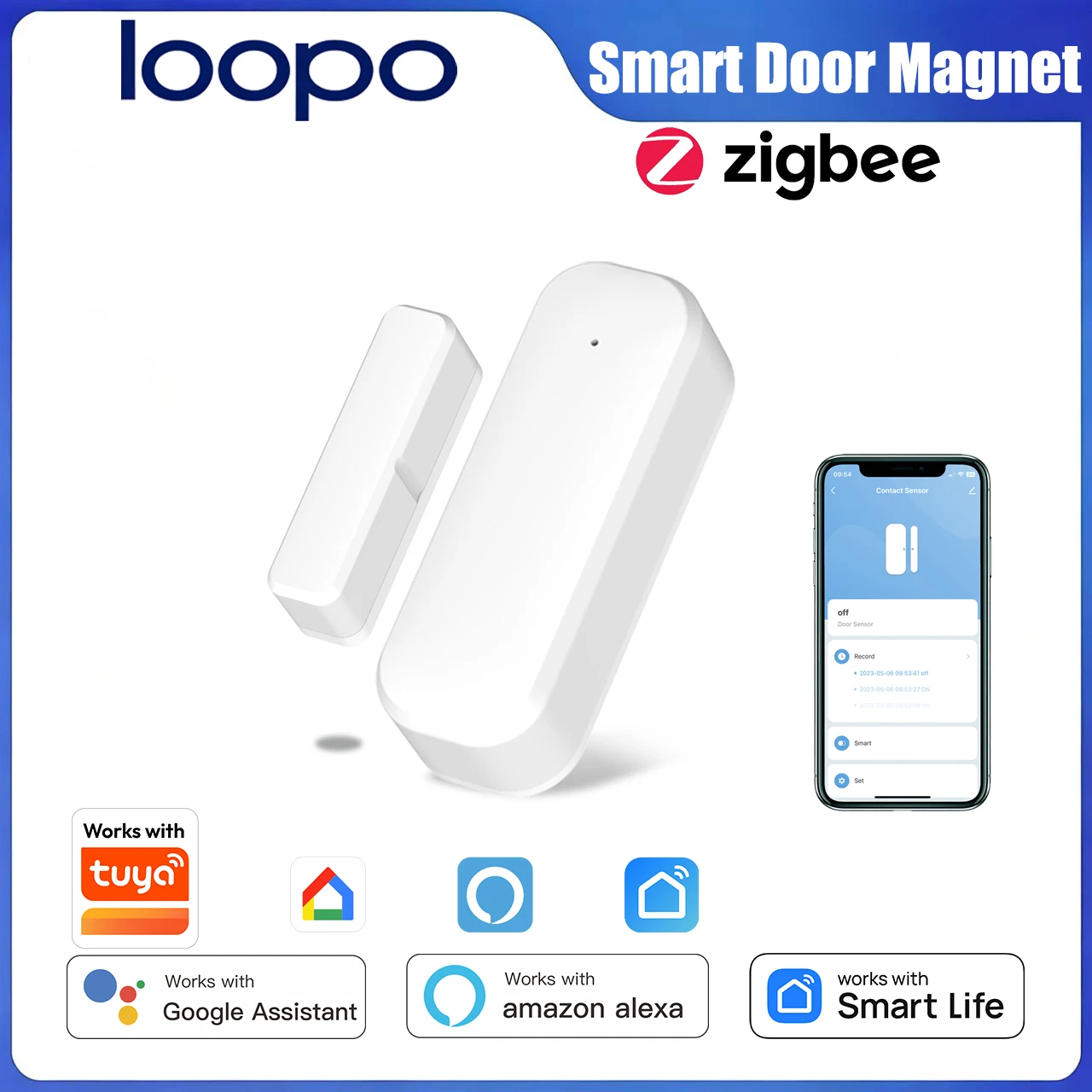 

Tuya Zigbee Door Window Sensor, Smart Home Security Detector, APP Real-time Open/Close Alert, Works with Smart Life