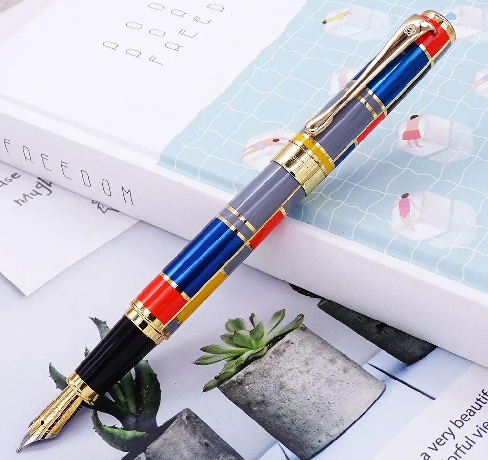 Hero 767 Fountain Pen with Golden Trim  Fashion Colored  Ink Pen Iridium Medium Nib Great for Gift Graduate Business Office