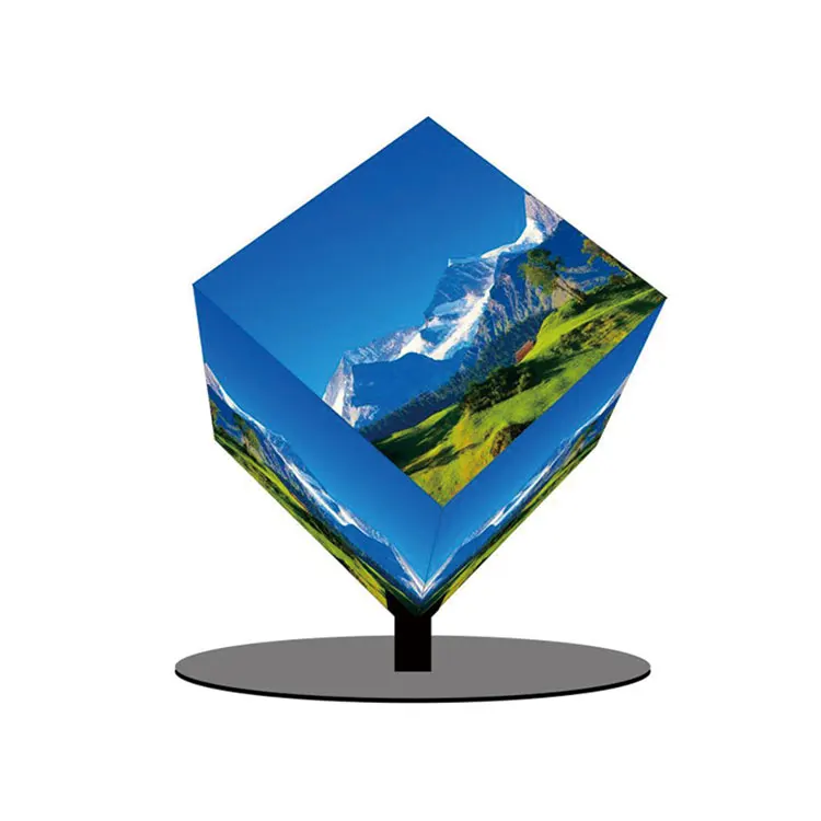 P2 Indoor/Outdoor Full Color LED Magic Square 's Cube Display Screen 5-Sided Customizable Size Advertising Sign IP43 Rating