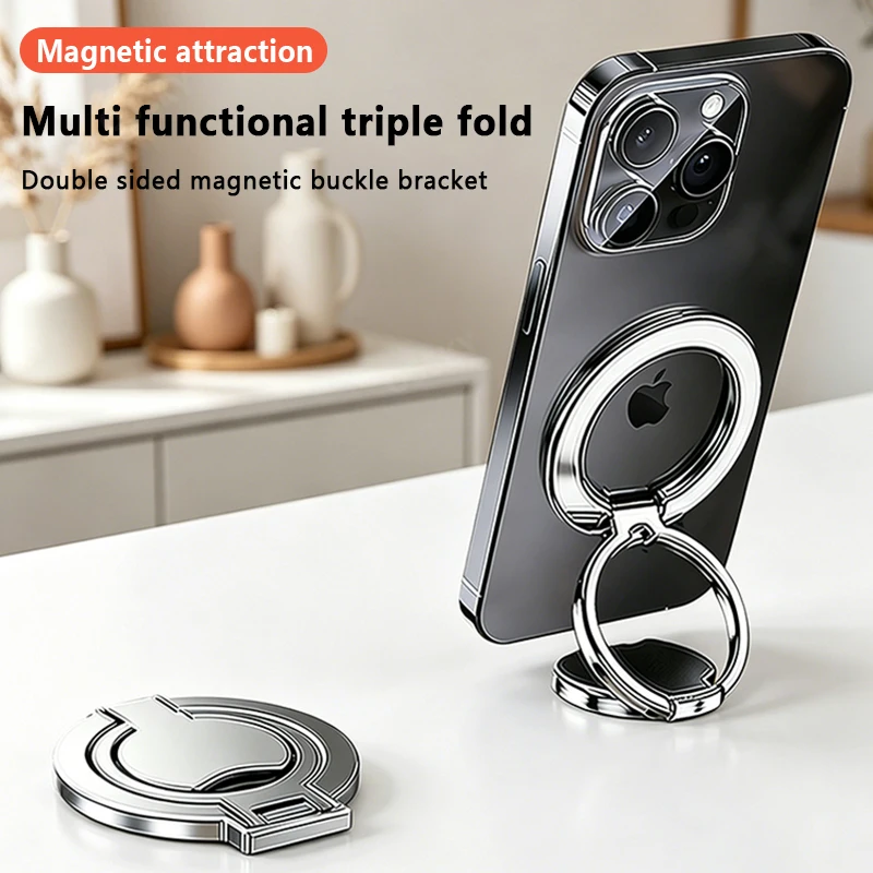 Faltbarer Tragbarer Doppelseitiger Magnetischer Ring-Handyhalter für iPhone 13 14 15 16 17 16E Pro Max Rutschfester Stoßfänger-Überzug