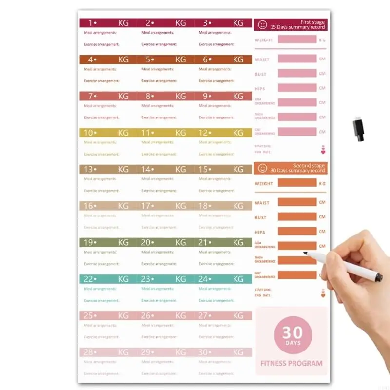 Fitness Progress Chart Fitness Program Easy to Use Workout Schedule F19E