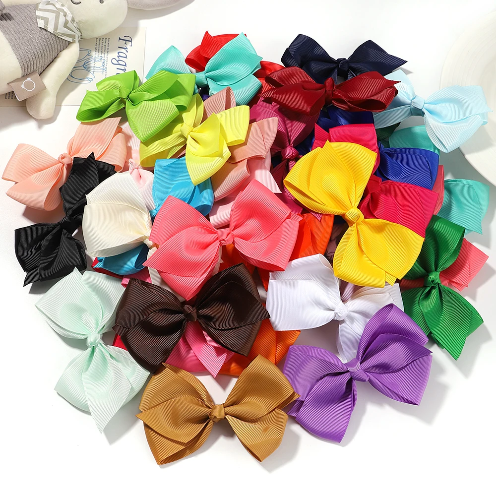 1PC 4.5 Inches Sweet Hair Bows Clip Candy Color Kids Girls Boutique Handmade Hairclip Hairpin Lovely Hairgrips Hair Accessories