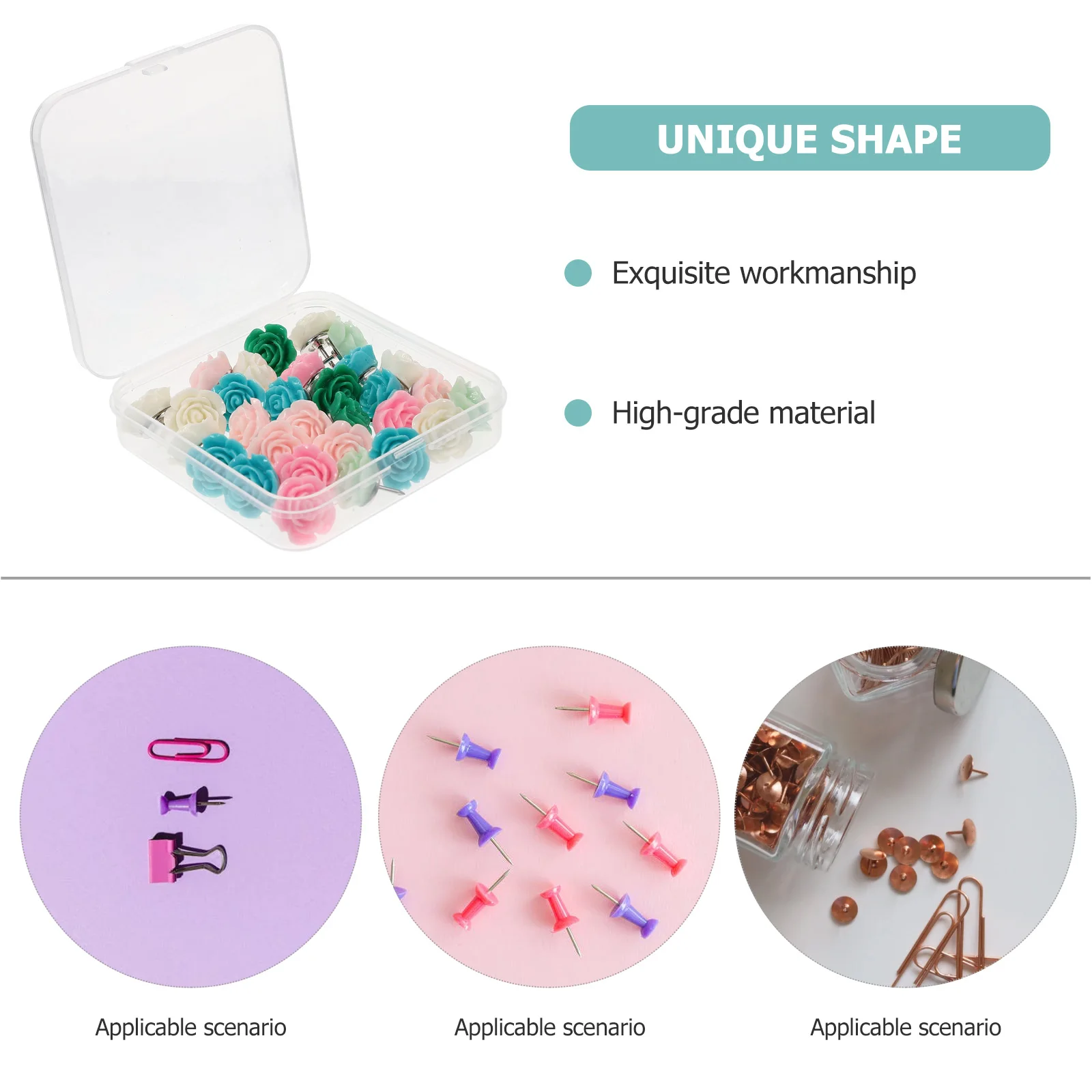 

30pcs Delicate Pushpins Multi-Function Thumb Tacks Flower Shaped Map Accessories Reusable Convenient Home Supply Daily