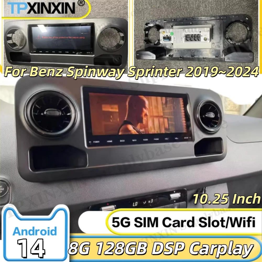10.25 بوصة 128 جيجابايت راديو السيارة أندرويد 14 لبنز سبينواي سبرينتر 2019 ~ 2024 نظام تحديد المواقع نافي استقبال Carplay مرآة ربط IPS رئيس وحدة #1