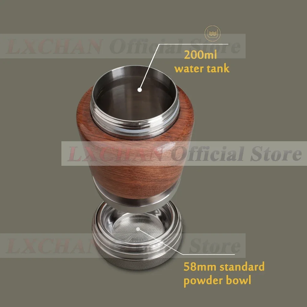 Hui PEC-Machine à Café Expresso Pneumatique, Machine à Expresso Portable en Acier Inoxydable avec Support pour la Maison et le Camping, 58mm