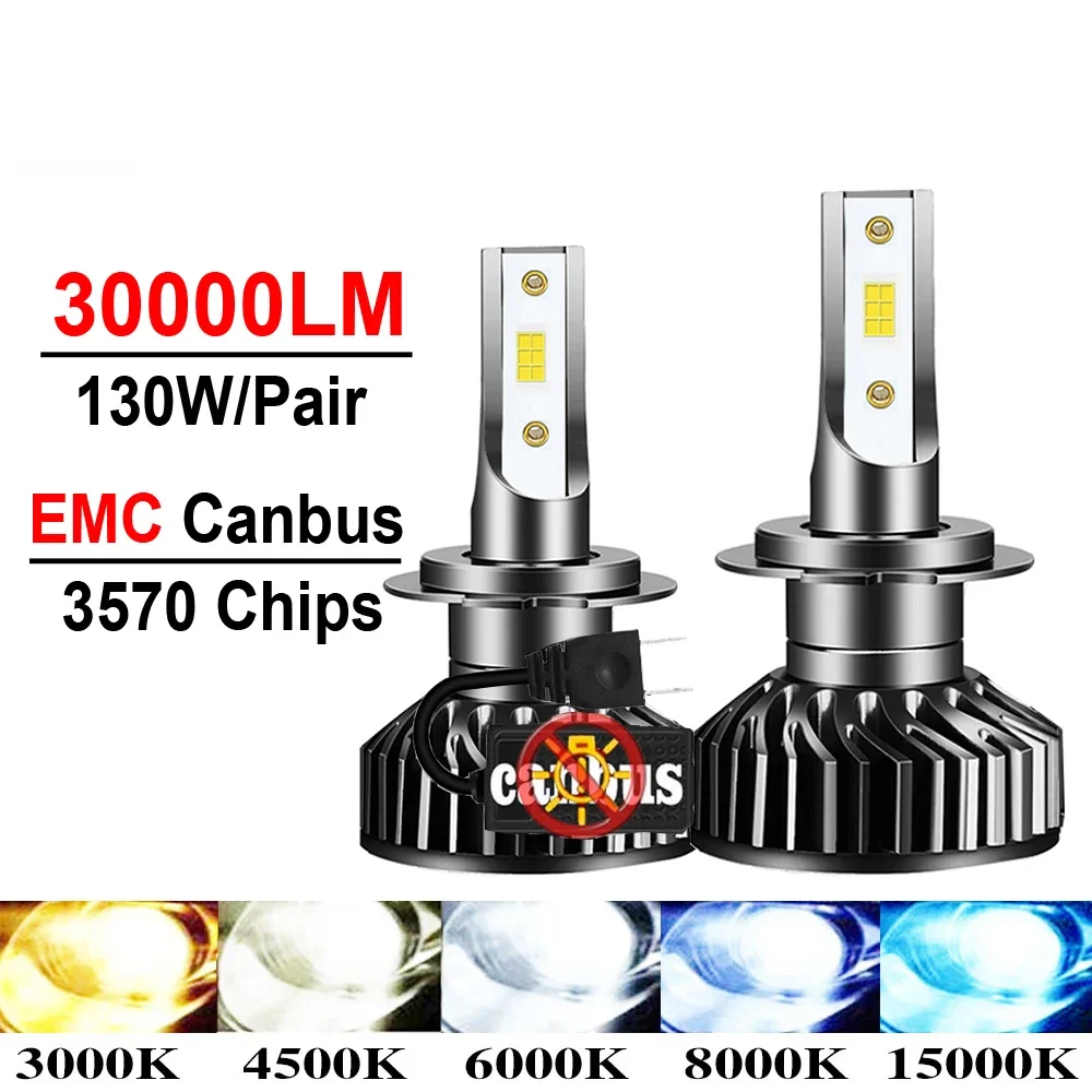 2Pcs Led Lamp CSP 3570 Canbus 4500K 6000K 8000K HB3 HB4 9005 9006 H1 H7 H4 H11 9012 Bulb Car Headlight Fog Light 130W 30000LM