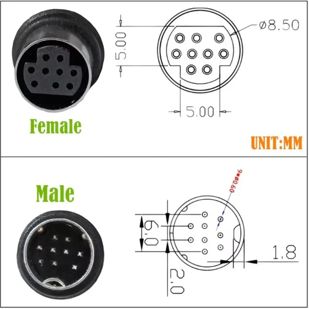 Male to Female Mini DIN 9-Pin Cable 90 Degree Bend Multiple Sizes S-Video Cable Portable Durable Mini DIN Extension Adapter
