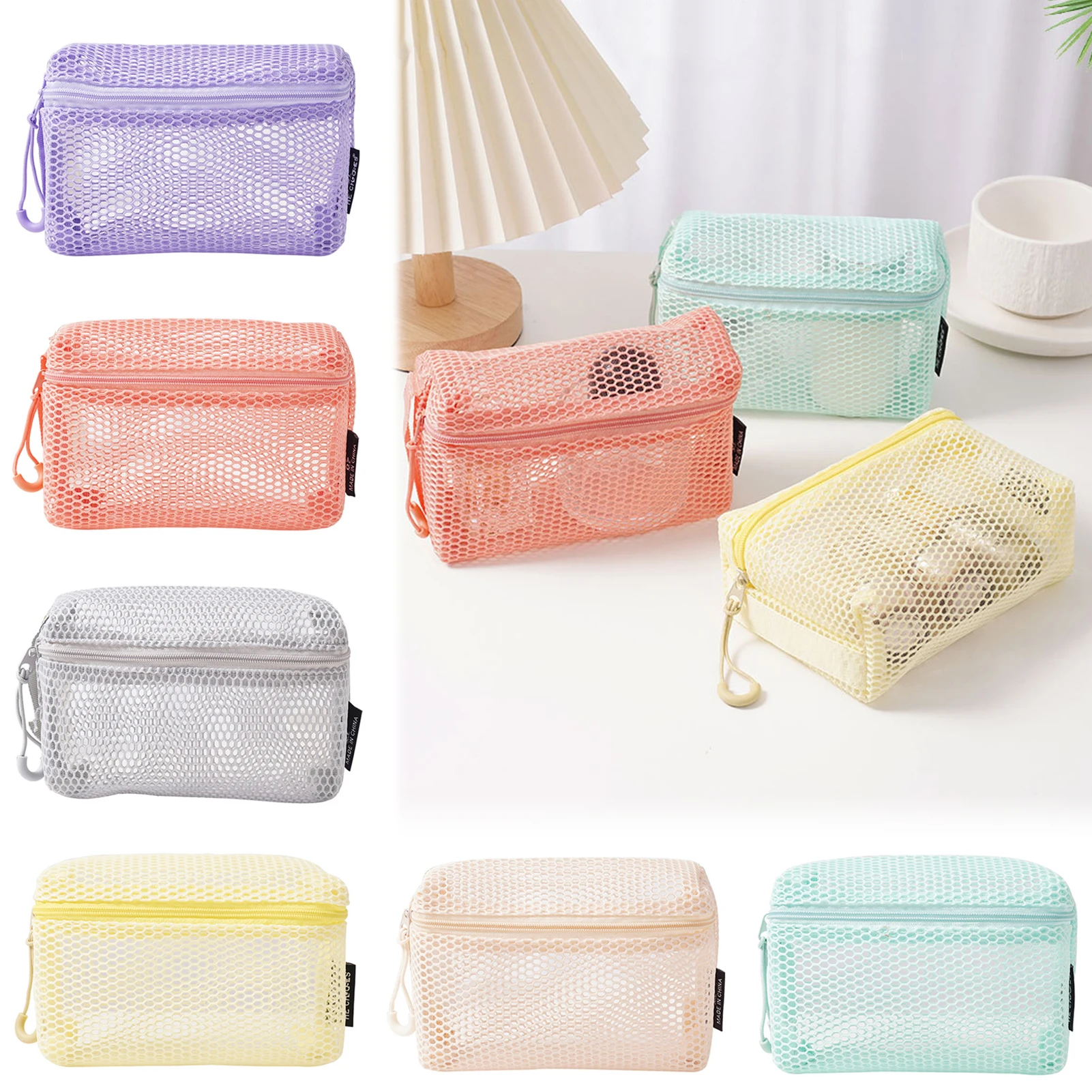 Toiletries Mesh Storage Bag Dopamine Style Clear Makeup Organiser Create Fashionable Appearance Colors Handbag Organization
