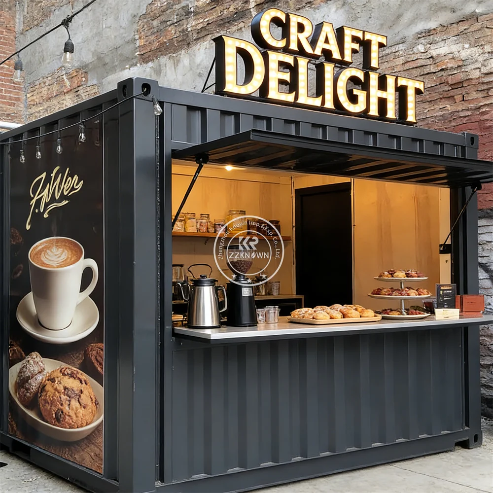 Contenedor de Bar Portátil y Moderno para Café y Cerveza, Contenedor Personalizado para Venta de Bebidas y Aperitivos, Restaurante Móvil para Catering