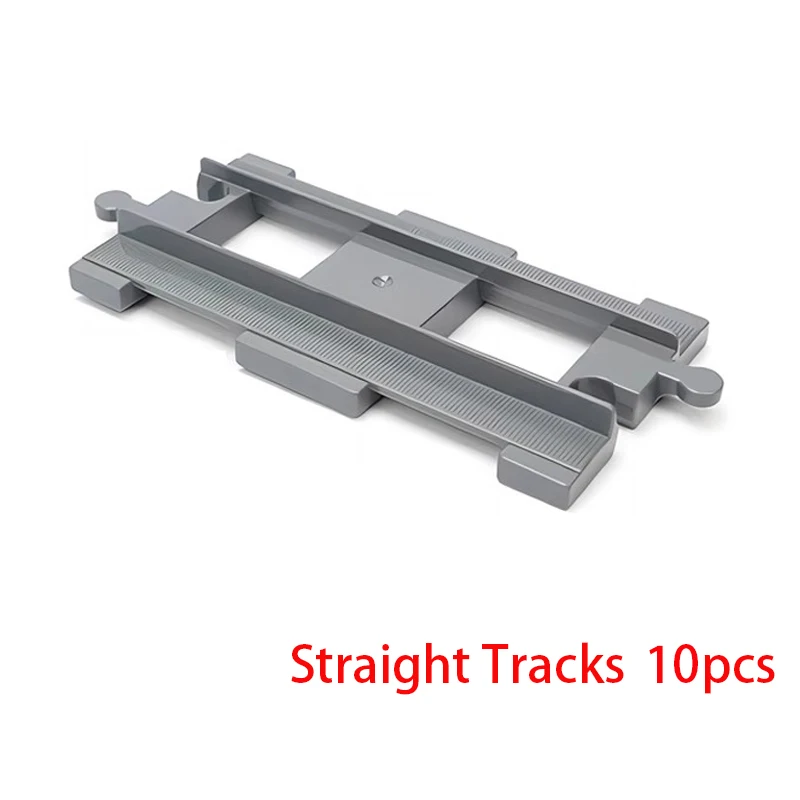 Big Size Bouwsteen Bakstenen Trein Tracks Crossover Onderdelen Schakelaar Rechte Gebogen Duploes Accessoires DIY Speelgoed Voor Kinderen Gift