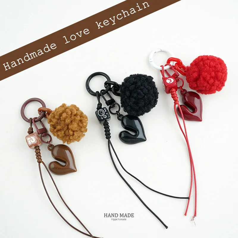 New Red Love Car Keychain Miu Wind Pendant Pearl Bow Bag Pendant Key Chains for Women