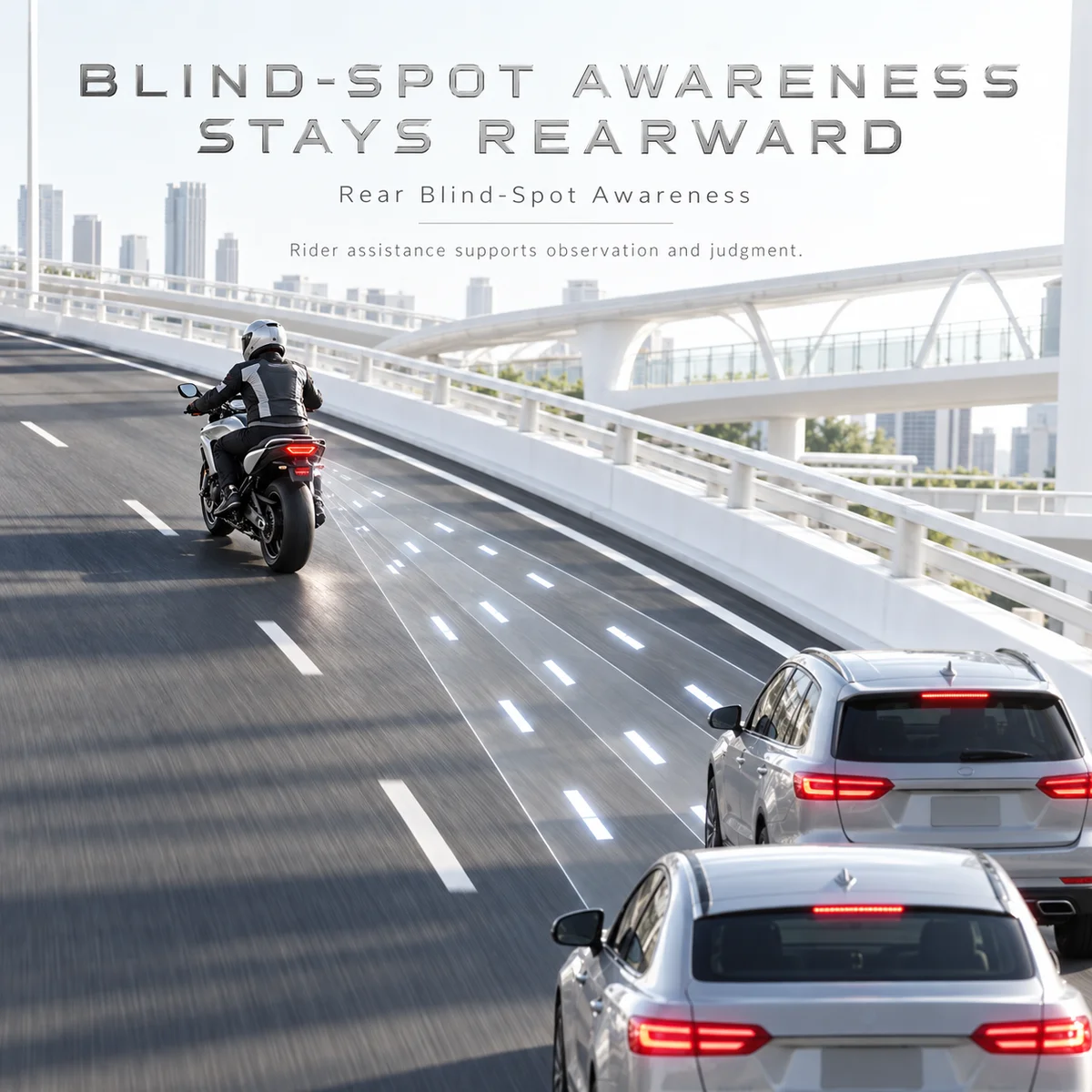 77GHz Motorcycle Rear Traffic Radar System with Dual LED Blind Spot Warning, BSD 8.4m LCA 50m Up to 70m