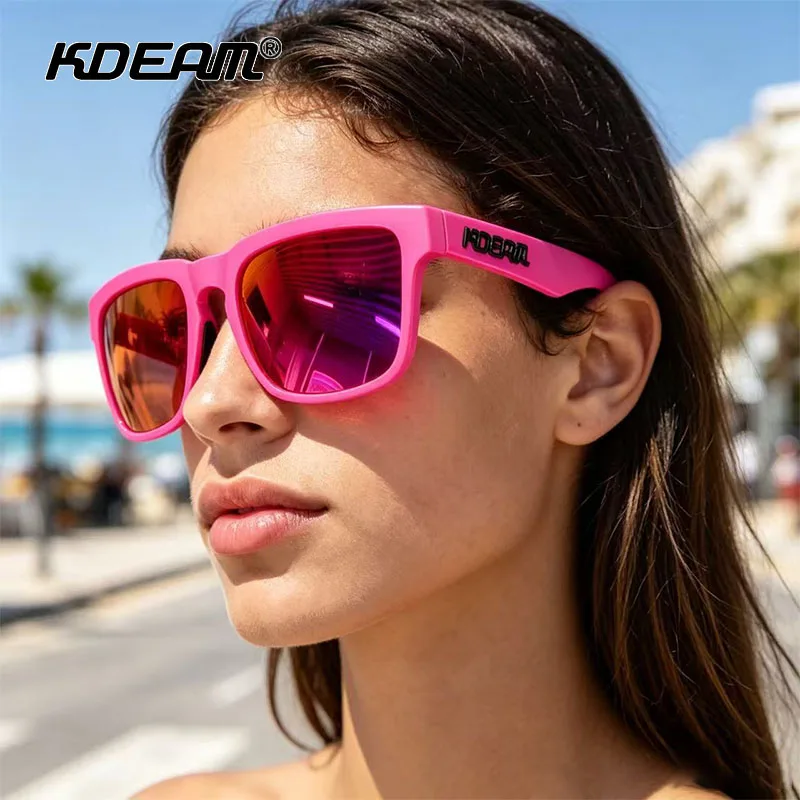 Lunettes de soleil carrées de haute qualité pour femmes de la marque KDEAM, verres polarisés pour la conduite, pour hommes, revêtement réfléchissant, verres colorés