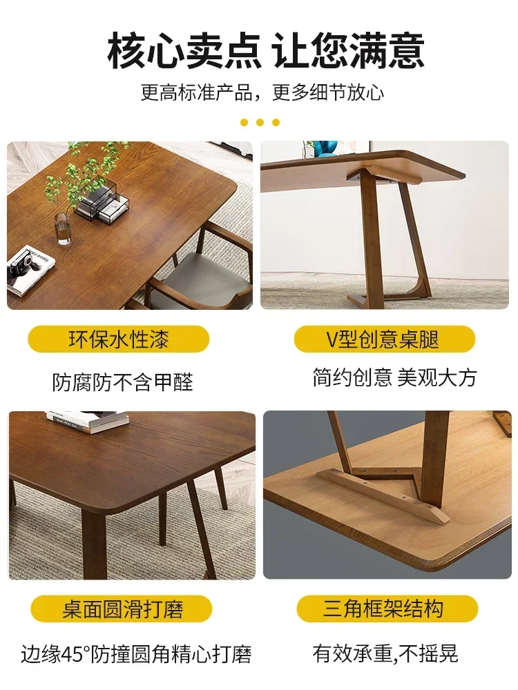 Solid Wood Dining Table Walnut Log Rectangular Table Coffee Nordic Luxury Simplicity Home Mesa De Jantar Table Modern Retro