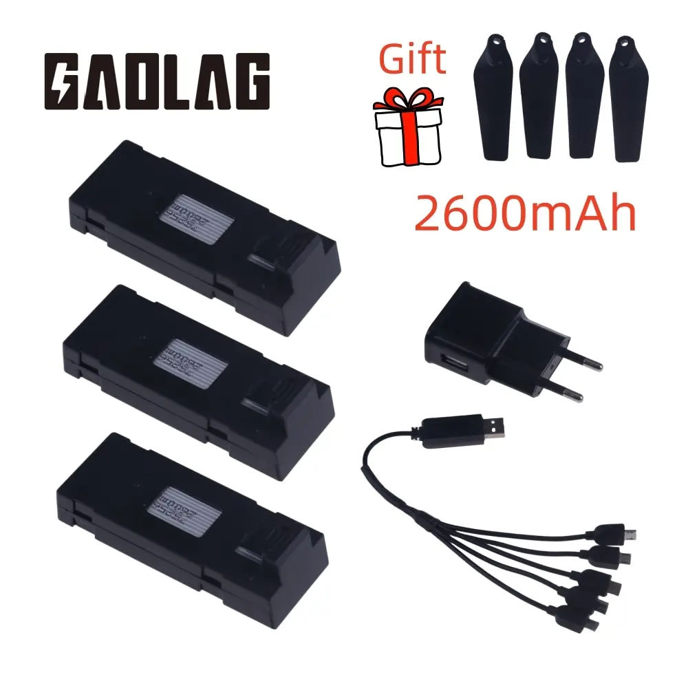 3.7V 2600mAh RC bateria do drona stabilna bateria UAV dla E88 E88PRO E88MAX E525 E99 E99PRO P1 P5PRO K3 S1 P8 z ładowarką