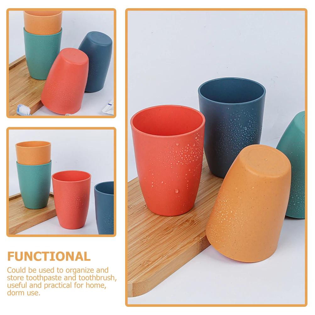

4 Pcs Large Belly Cups Plastic Drinking Glass Mouthwash Toothbrush Bathroom Dormitory Home Storage Kitchen Facility