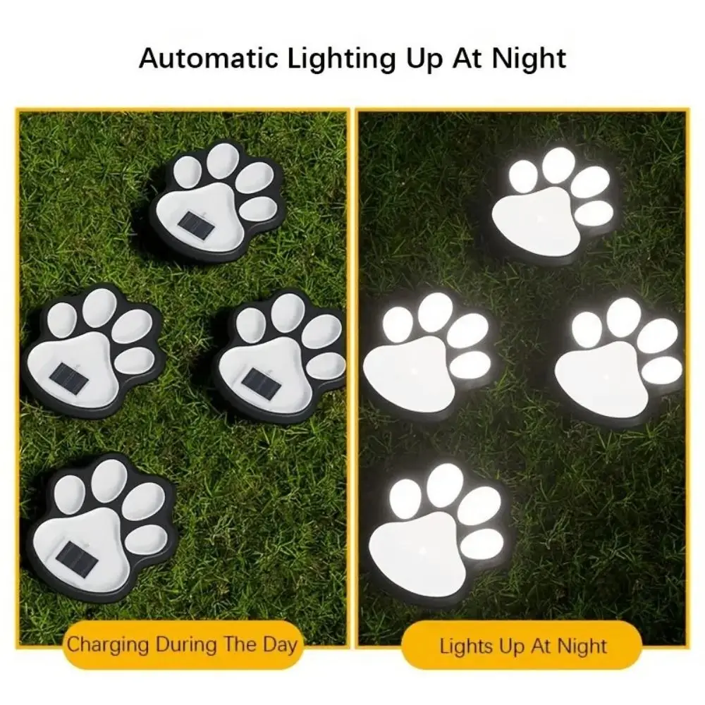 Outdoor Energy Saving Solar Light Dog Cat Animal Paw Print Light Intelligent Light Control Path Lawn Lamp